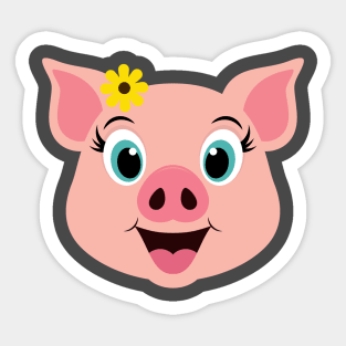 Cute Girl Pig Face Design Sticker